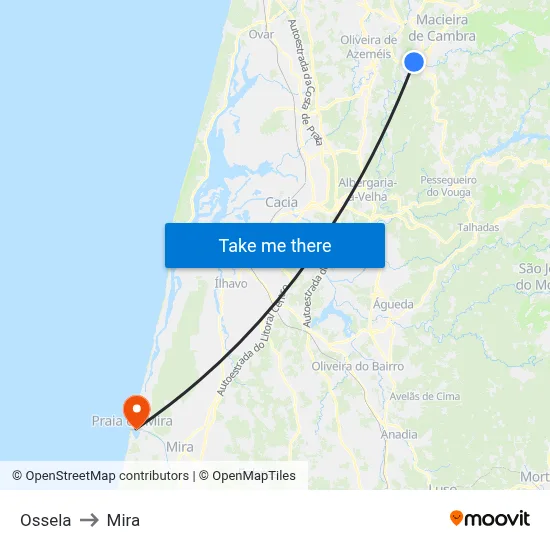 Ossela to Mira map