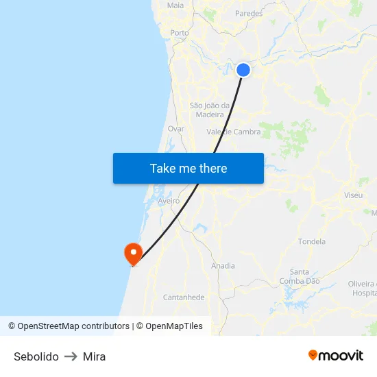 Sebolido to Mira map