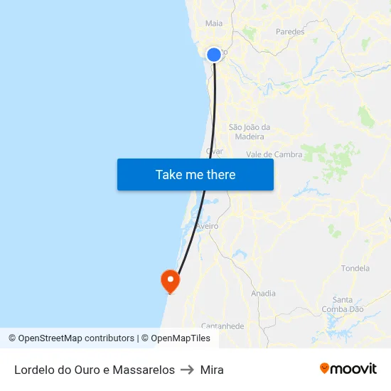 Lordelo do Ouro e Massarelos to Mira map