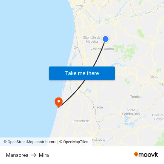 Mansores to Mira map