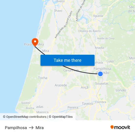 Pampilhosa to Mira map