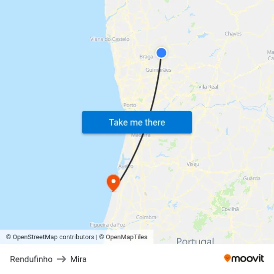 Rendufinho to Mira map