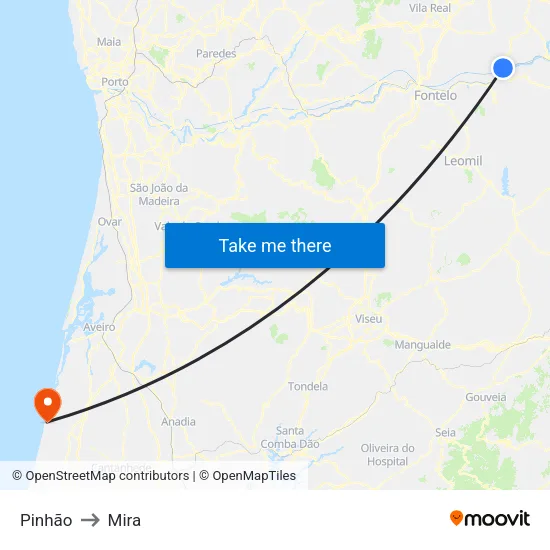 Pinhão to Mira map