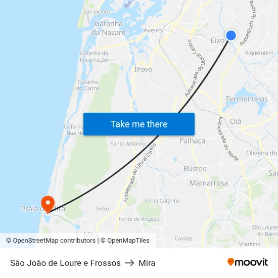 São João de Loure e Frossos to Mira map