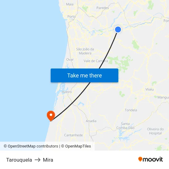Tarouquela to Mira map