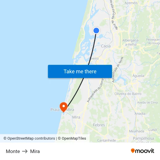 Monte to Mira map