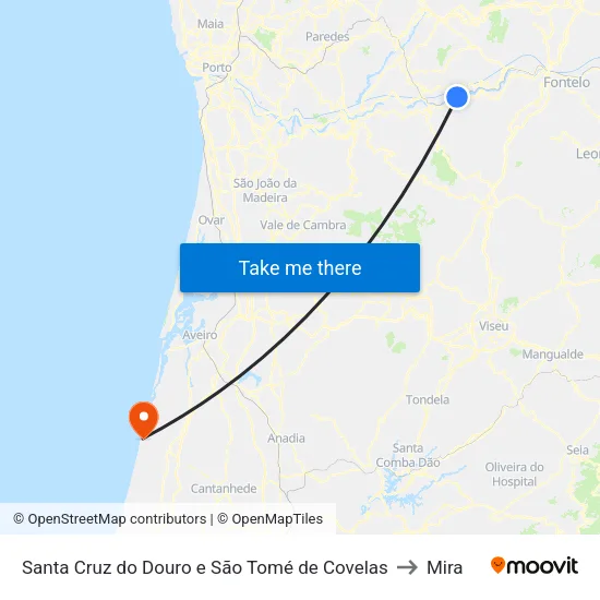 Santa Cruz do Douro e São Tomé de Covelas to Mira map