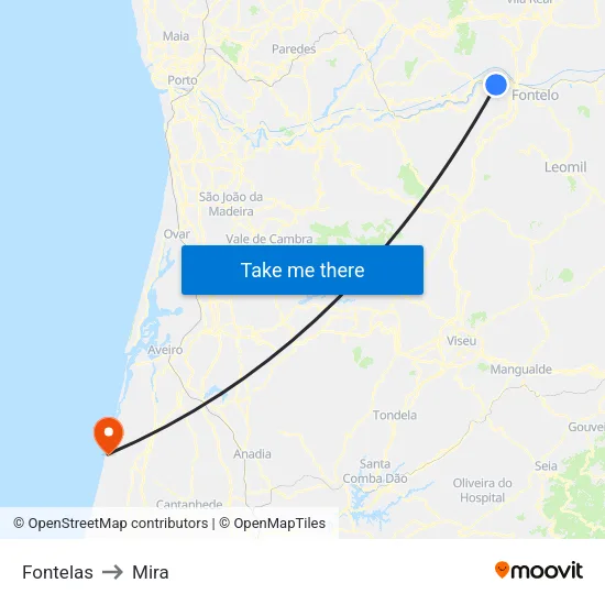 Fontelas to Mira map