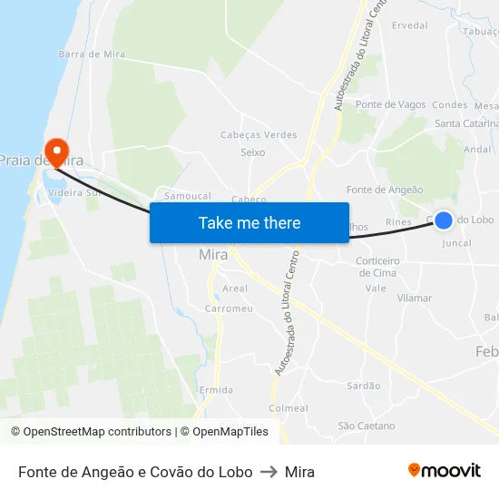Fonte de Angeão e Covão do Lobo to Mira map