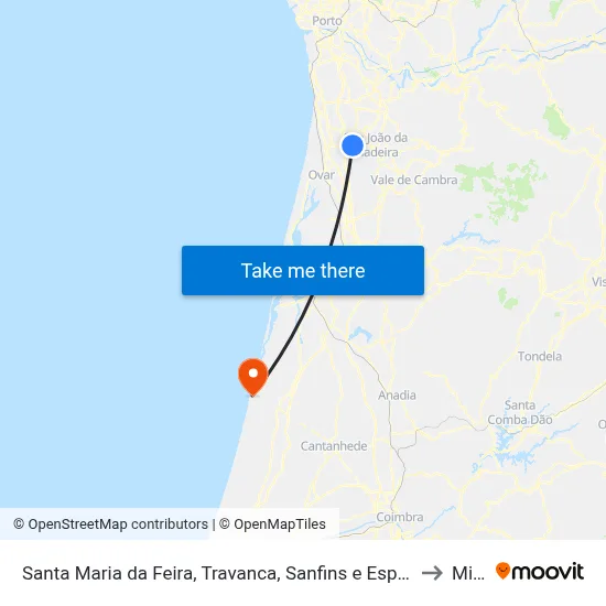 Santa Maria da Feira, Travanca, Sanfins e Espargo to Mira map