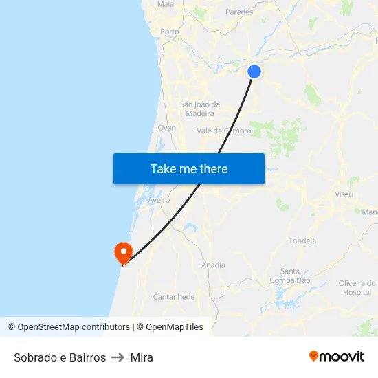 Sobrado e Bairros to Mira map