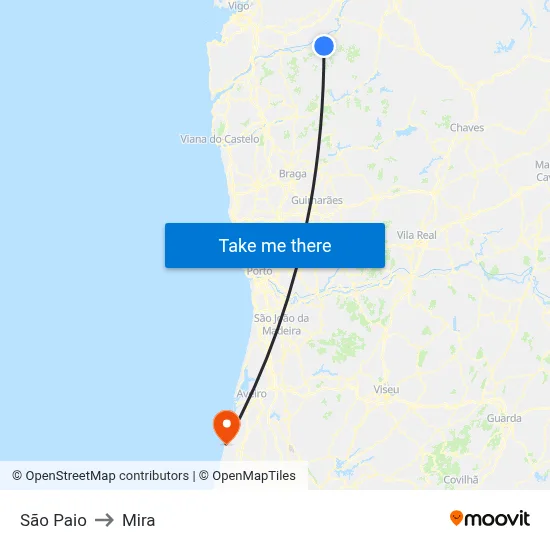São Paio to Mira map