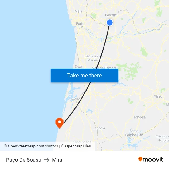 Paço De Sousa to Mira map