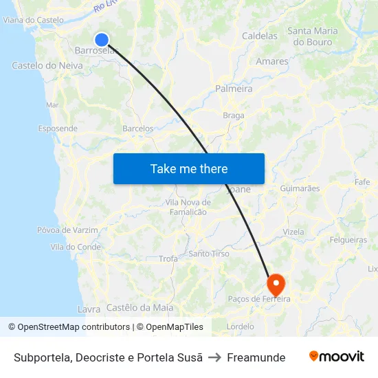 Subportela, Deocriste e Portela Susã to Freamunde map