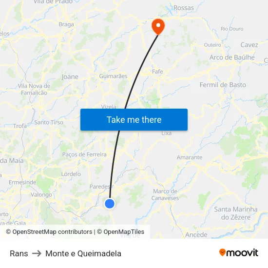 Rans to Monte e Queimadela map