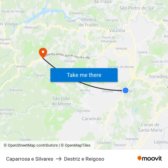 Caparrosa e Silvares to Destriz e Reigoso map