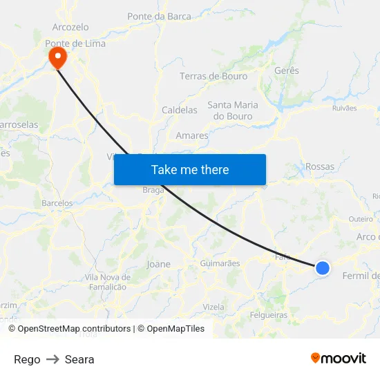 Rego to Seara map