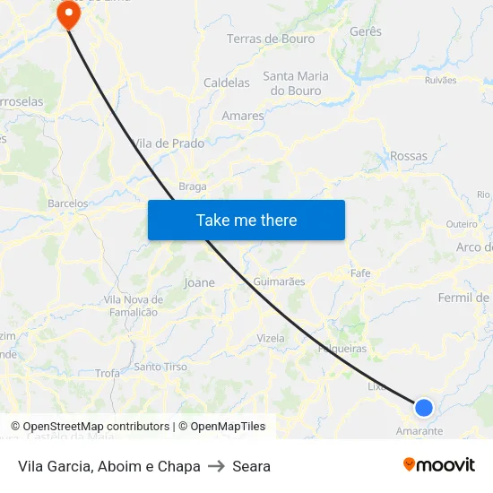 Vila Garcia, Aboim e Chapa to Seara map