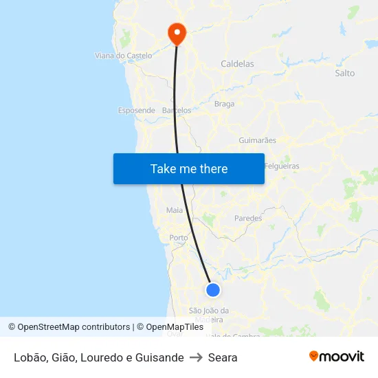 Lobão, Gião, Louredo e Guisande to Seara map