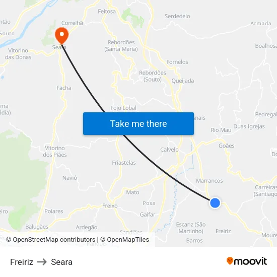 Freiriz to Seara map