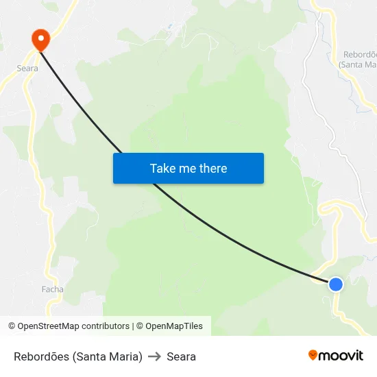 Rebordões (Santa Maria) to Seara map