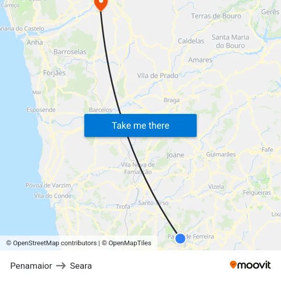 Penamaior to Seara map