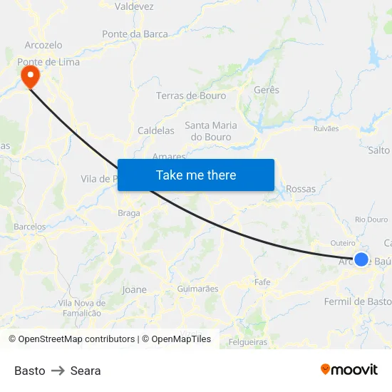 Basto to Seara map
