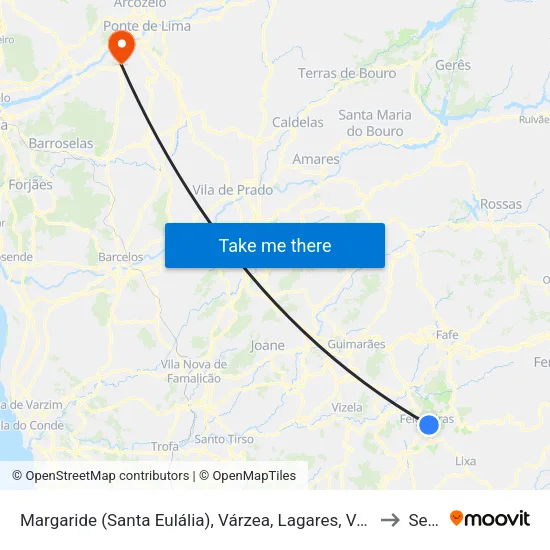 Margaride (Santa Eulália), Várzea, Lagares, Varziela e Moure to Seara map