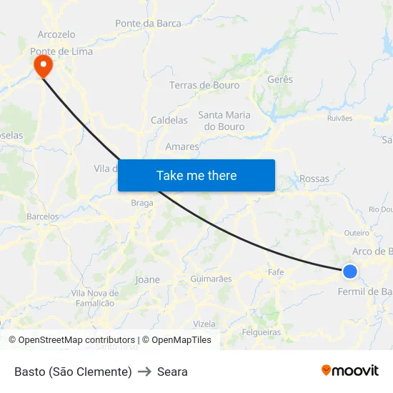 Basto (São Clemente) to Seara map
