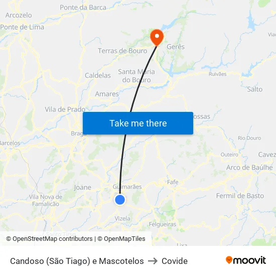 Candoso (São Tiago) e Mascotelos to Covide map