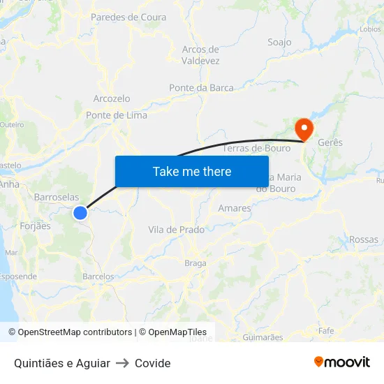 Quintiães e Aguiar to Covide map