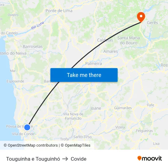 Touguinha e Touguinhó to Covide map