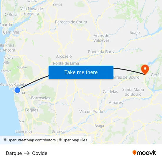 Darque to Covide map