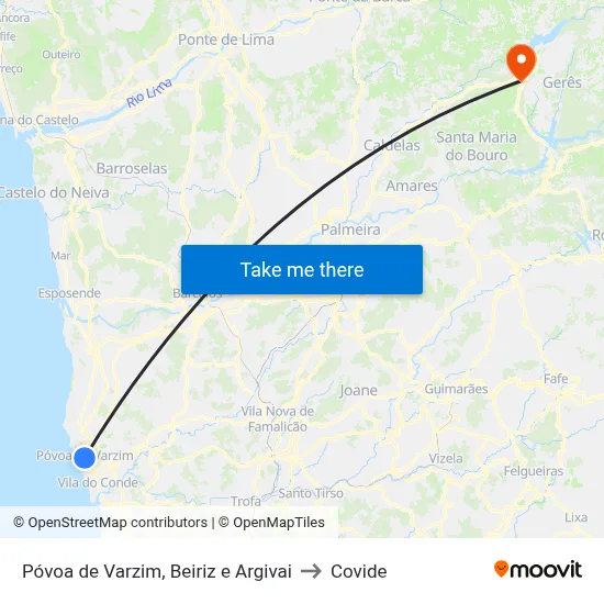 Póvoa de Varzim, Beiriz e Argivai to Covide map
