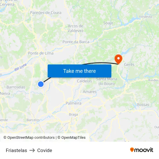 Friastelas to Covide map