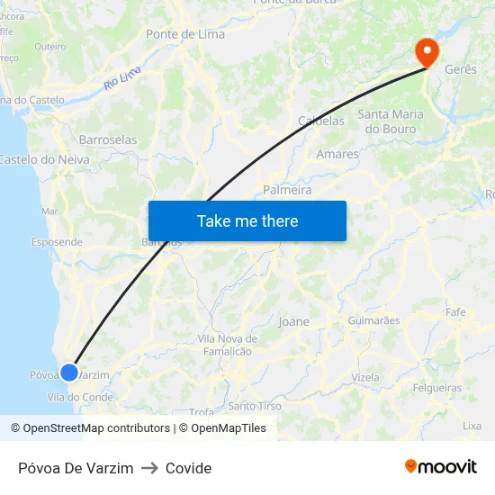 Póvoa De Varzim to Covide map