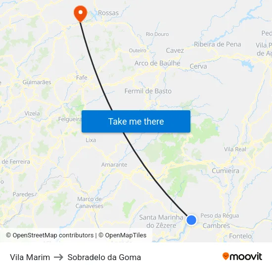 Vila Marim to Sobradelo da Goma map
