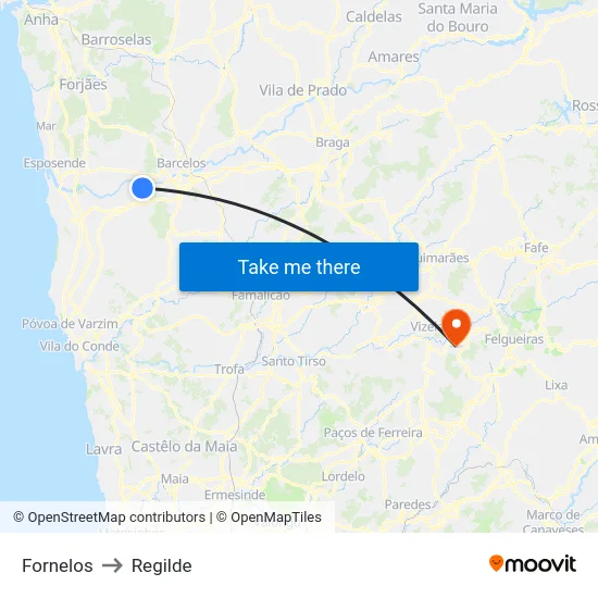 Fornelos to Regilde map