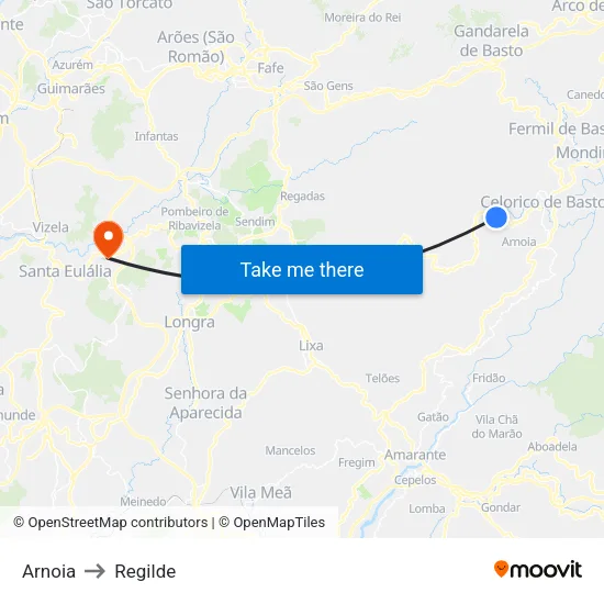 Arnoia to Regilde map