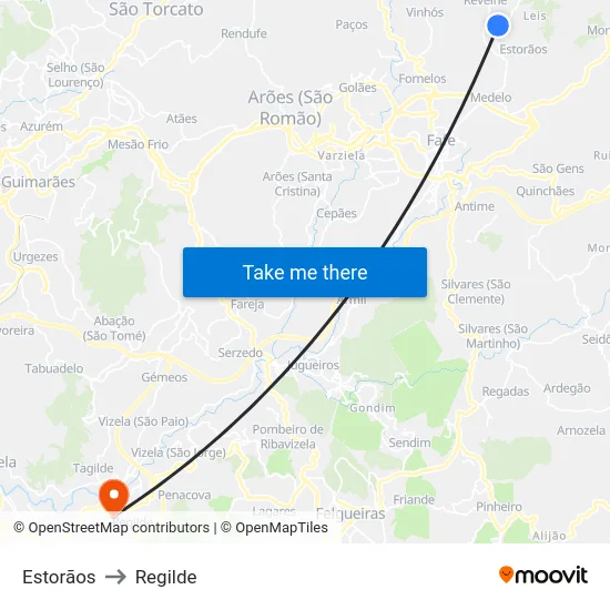 Estorãos to Regilde map