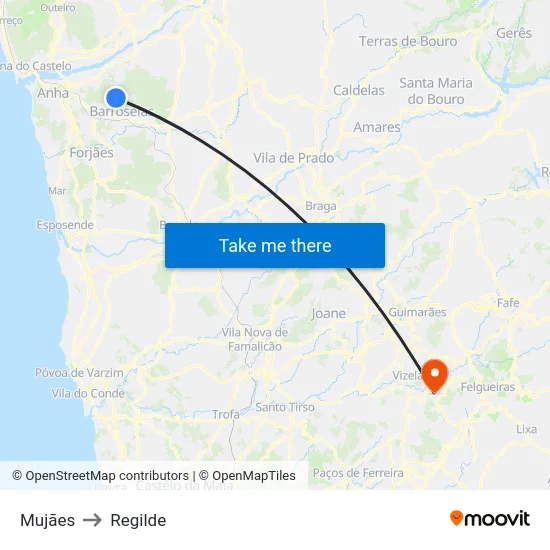 Mujães to Regilde map