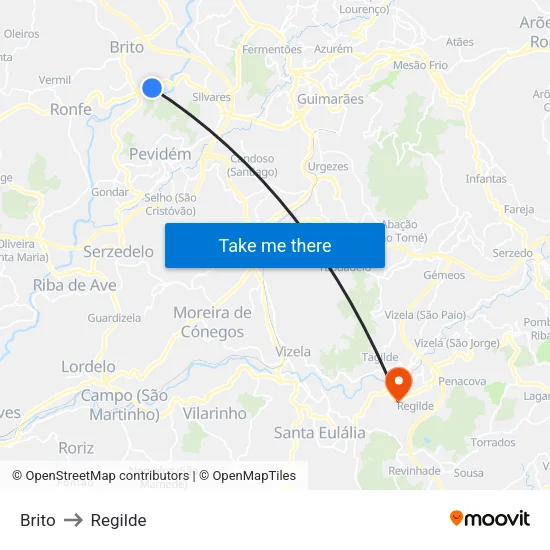 Brito to Regilde map