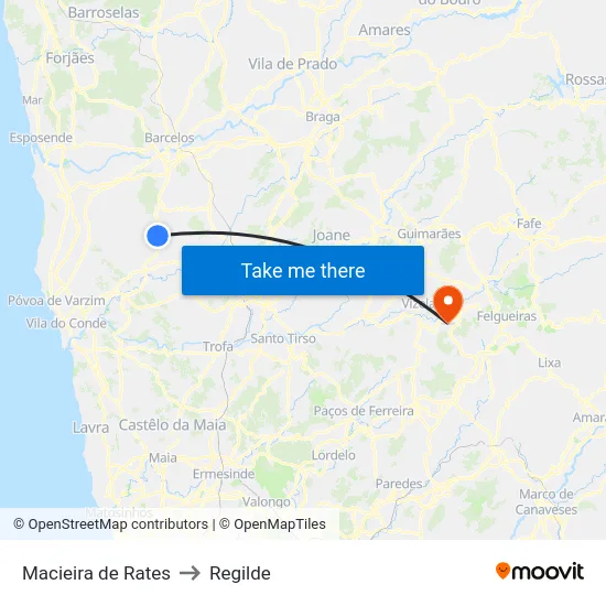 Macieira de Rates to Regilde map