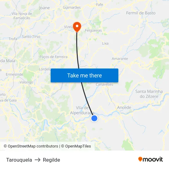 Tarouquela to Regilde map