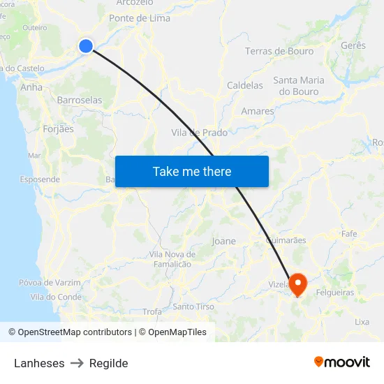 Lanheses to Regilde map