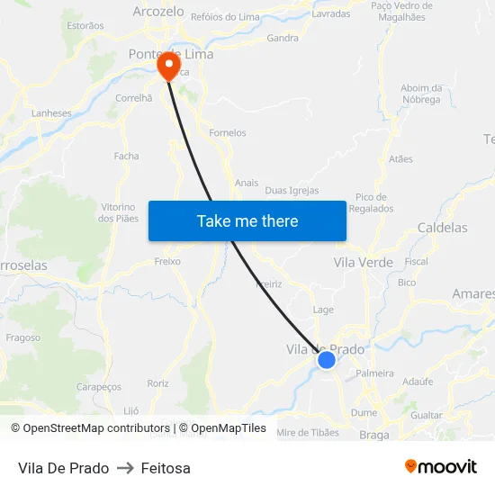 Vila De Prado to Feitosa map