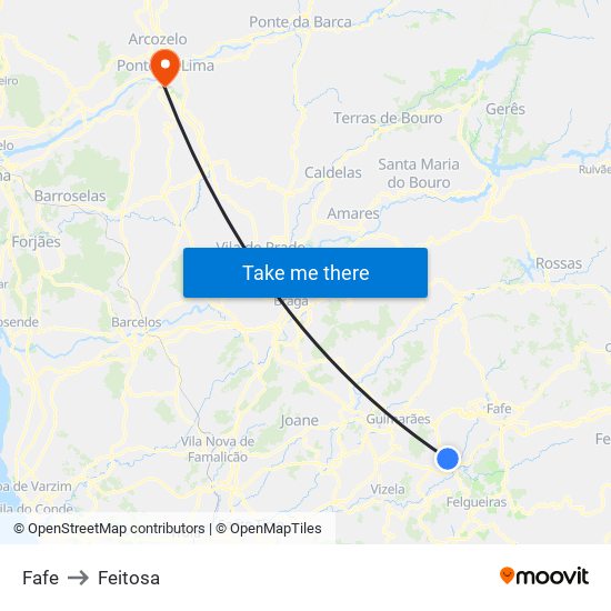 Fafe to Feitosa map