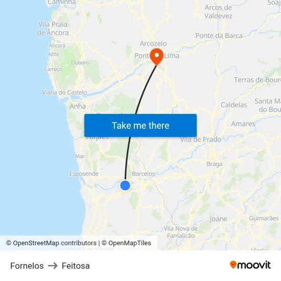 Fornelos to Feitosa map