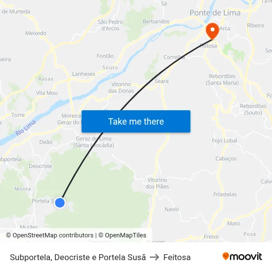 Subportela, Deocriste e Portela Susã to Feitosa map