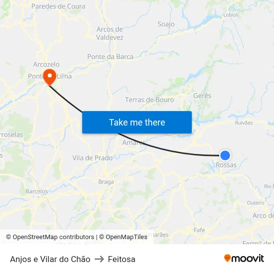 Anjos e Vilar do Chão to Feitosa map